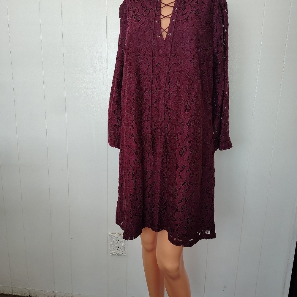 Xhilaration Lace Burgundy Dress Size L